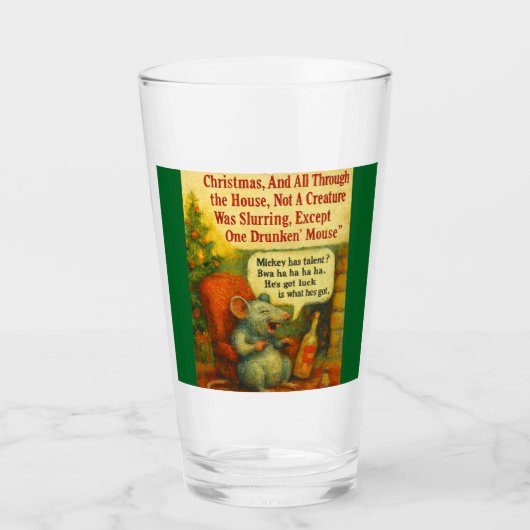 One Drunken' Mouse – Christmas Card Chaos タンブラーグラス (正面)