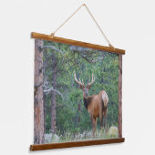 One Elk Looking Back | Rocky Mountains 吊り下げ型タペストリー (傾斜あり)