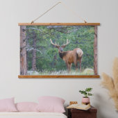 One Elk Looking Back | Rocky Mountains 吊り下げ型タペストリー (寝室)