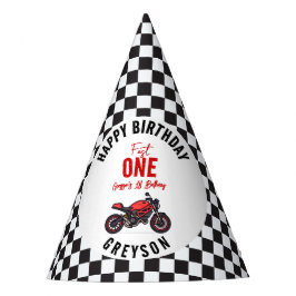 One Fast Race Motorcycle Boy 1st Birthday Party パーティーハット