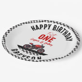 One Fast Race Motorcycle Boy 1st Birthday Party ペーパープレート (アングル)