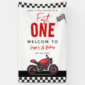 One Fast Race Motorcycle Boy 1st Birthday Party 横断幕 (縦)
