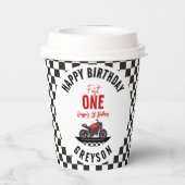 One Fast Race Motorcycle Boy 1st Birthday Party 紙コップ (裏面)