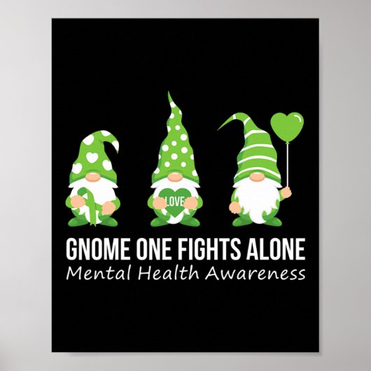 One Fights Alone メンタルヘルスの啓発 グリーンリボン ポスター (正面)