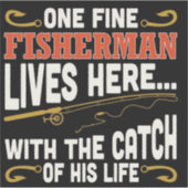 ONE FINE FISHERMEN Custom-Cut Vinyl Sticker シール (正面)