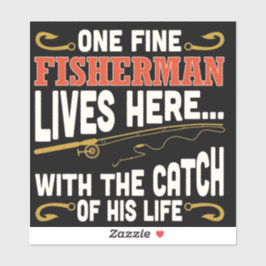 ONE FINE FISHERMEN Custom-Cut Vinyl Sticker シール