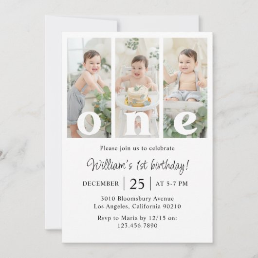 ONE First Birthday Partyの写真 招待状 (正面)