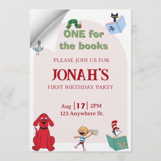 One for the books, First birthday invitation 招待状 (正面)