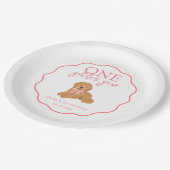 One Golden Year Doodle Puppy First Birthday Party ペーパープレート (アングル)