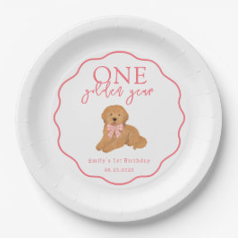 One Golden Year Doodle Puppy First Birthday Party ペーパープレート