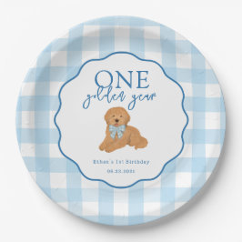 One Golden Year Doodle Puppy First Birthday Party ペーパープレート
