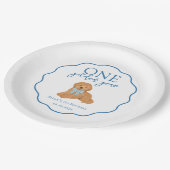 One Golden Year Doodle Puppy First Birthday Party ペーパープレート (アングル)