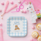 One Golden Year Golden Doodle Boys Birthday ペーパープレート (パーティー)