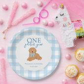 One Golden Year Golden Doodle Boys Birthday ペーパープレート (パーティー)