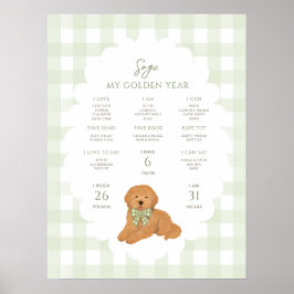 One Golden Year Puppy Dog 1st Birthday Milestone  ポスター