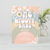 ONE Groovy Babeデイジーヒッピー1st誕生日 招待状 (スタンド正面)