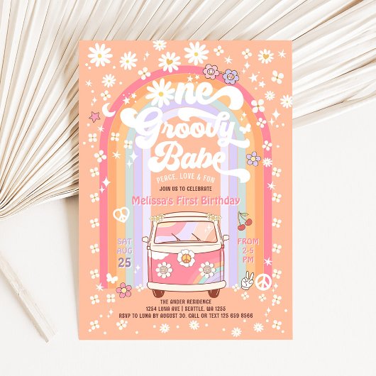 ONE Groovy BabeデイジーGroovy Van 1st誕生日 招待状