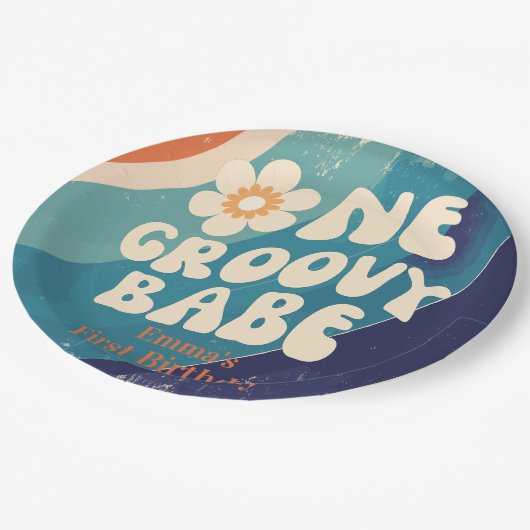 ONE Groovy Babe 1st誕生日Groovy One ペーパープレート (アングル)