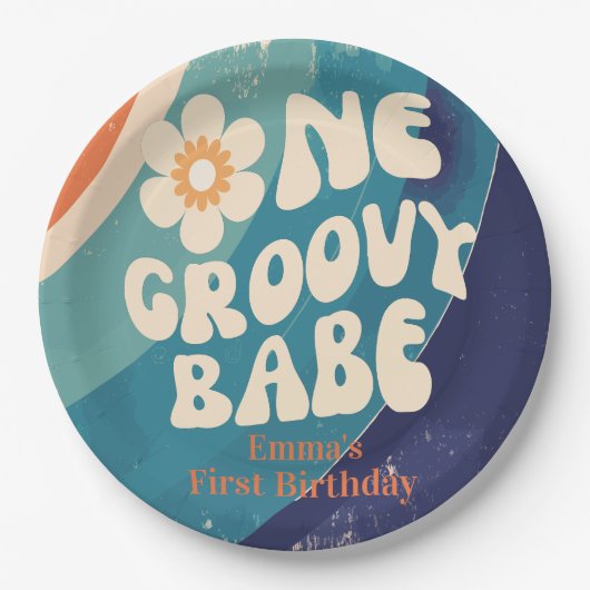 ONE Groovy Babe 1st誕生日Groovy One ペーパープレート (正面)
