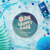 ONE Groovy Babe 1st Birthday Groovy Oneデイジー ペーパープレート (パーティー)