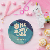 ONE Groovy Babe 1st Birthday Groovy Oneデイジー ペーパープレート (パーティー)