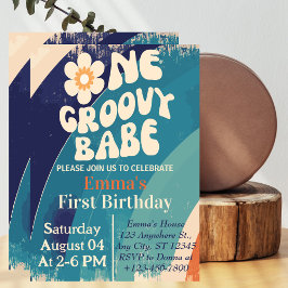 ONE Groovy Babe 1st Birthday Groovy Oneデイジー 招待状