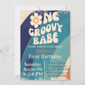ONE Groovy Babe 1st Birthday Groovy Oneデイジー 招待状 (正面)
