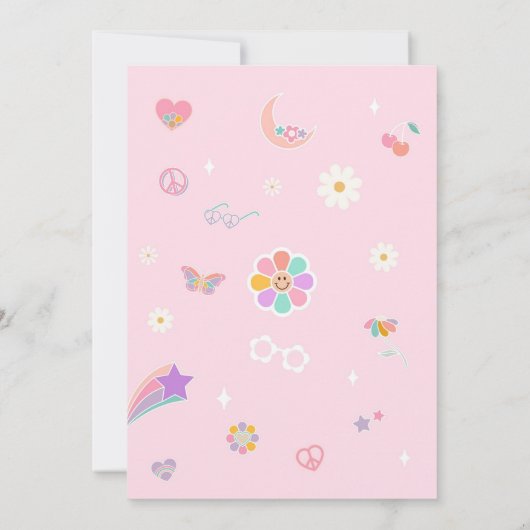 One Groovy Babe Disco Rainbow Sun 1st Birthday 招待状 (裏面)