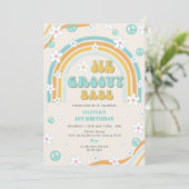 One Groovy Babe Rainbow 1st Birthdayパーティー 招待状 (スタンド正面)