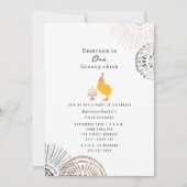 One Groovy Chick Boho First Birthday Party 招待状 (正面)