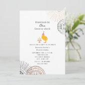 One Groovy Chick Boho First Birthday Party 招待状 (スタンド正面)