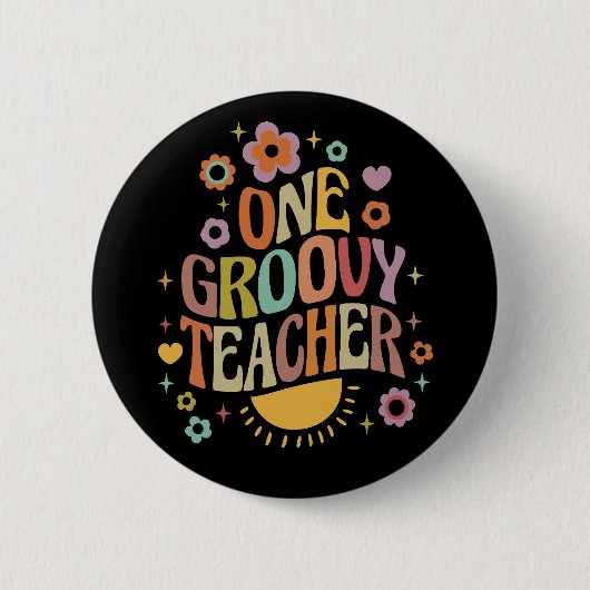 One groovy teacher 缶バッジ (正面)