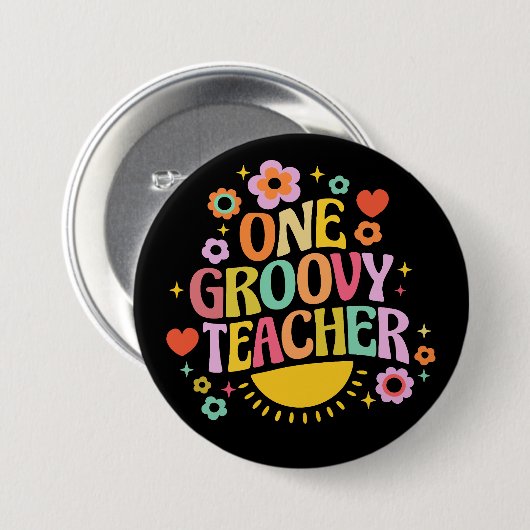 One groovy teacher 缶バッジ (正面&裏面)