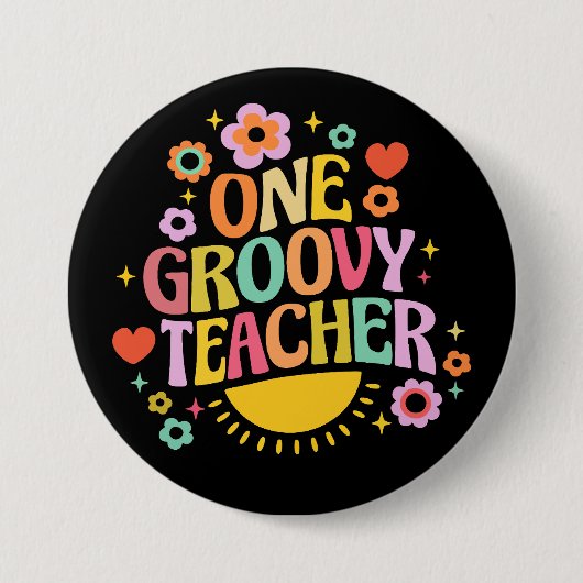 One groovy teacher 缶バッジ (正面)