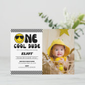 One Happy クール Dude Boy's 1 Birthday Photo 招待状 (スタンド正面)