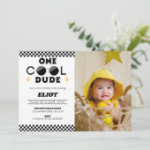 One Happy クール Dude Boy's 1 Birthday Photo 招待状 (スタンド正面)