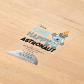 One Happy Astronaut Photo 1st  First Birthday アクリル招待状 (レイダウン)
