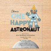 One Happy Astronaut Photo 1st  First Birthday アクリル招待状 (正面)