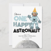 One Happy Astronaut Photo 1st  First Birthday 招待状 (正面)