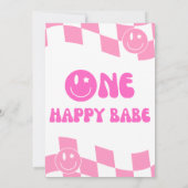 One Happy Babe Groovy 1st Birthday 招待状 (裏面)