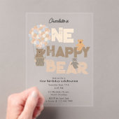 One Happy Bear Invite 1st  First Birthday Cute アクリル招待状 (インサイチュ (ポータブル))