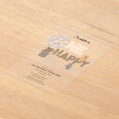 One Happy Bear Invite 1st First Birthday Cute アクリル招待状 (レイダウン)