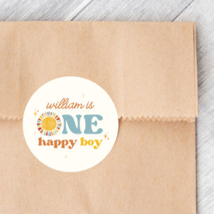 One Happy Boho Sun 1st Birthdayスタンプ ラウンドシール