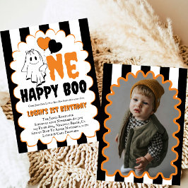 One Happy Boo Boy 1st Birthdayフォトパーティー 招待状