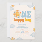 One Happy Boy サンシャイン 1歳の誕生日  招待状 (正面)