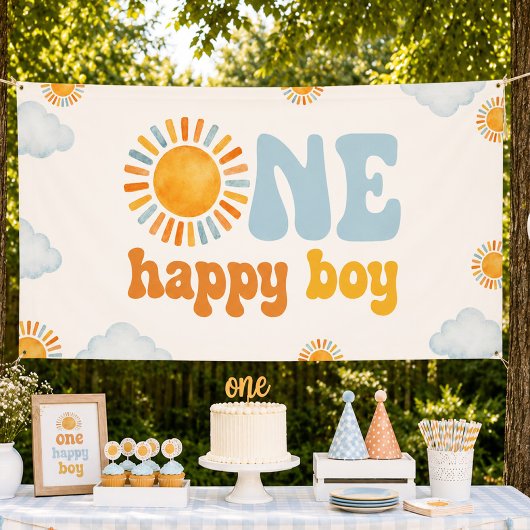 One Happy Boy サンシャイン 1歳の誕生日 横断幕