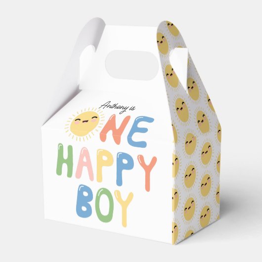 One Happy Boy Birthday Invite 1st Birthday Sun フェイバーボックス (正面サイド)