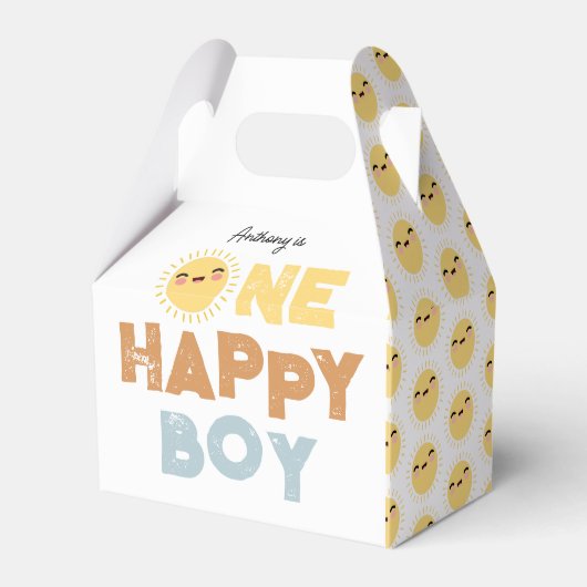 One Happy Boy Birthday Invite 1st Birthday Sun フェイバーボックス (正面サイド)