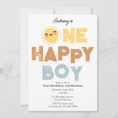 One Happy Boy Birthday Invite 1st Birthday Sun 招待状 (正面)