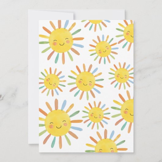 One Happy Boy Sun 1st Birthday Blue 招待状 (裏面)